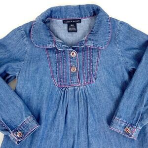 Vintage Tommy Hilfiger 18M Toddler Girl Jean Shirt Denim Tunic Top Boho Baby
